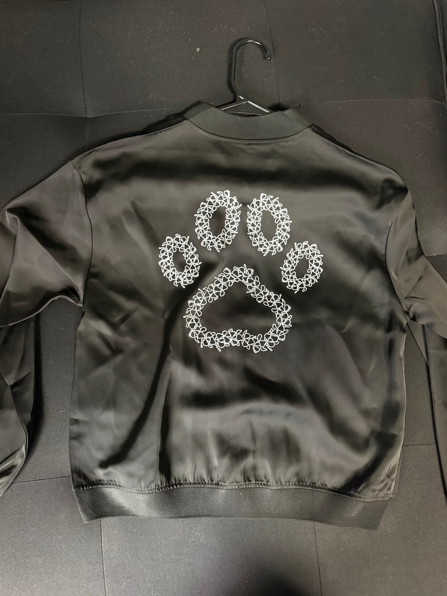 Black Paw Print Bomber Jacket