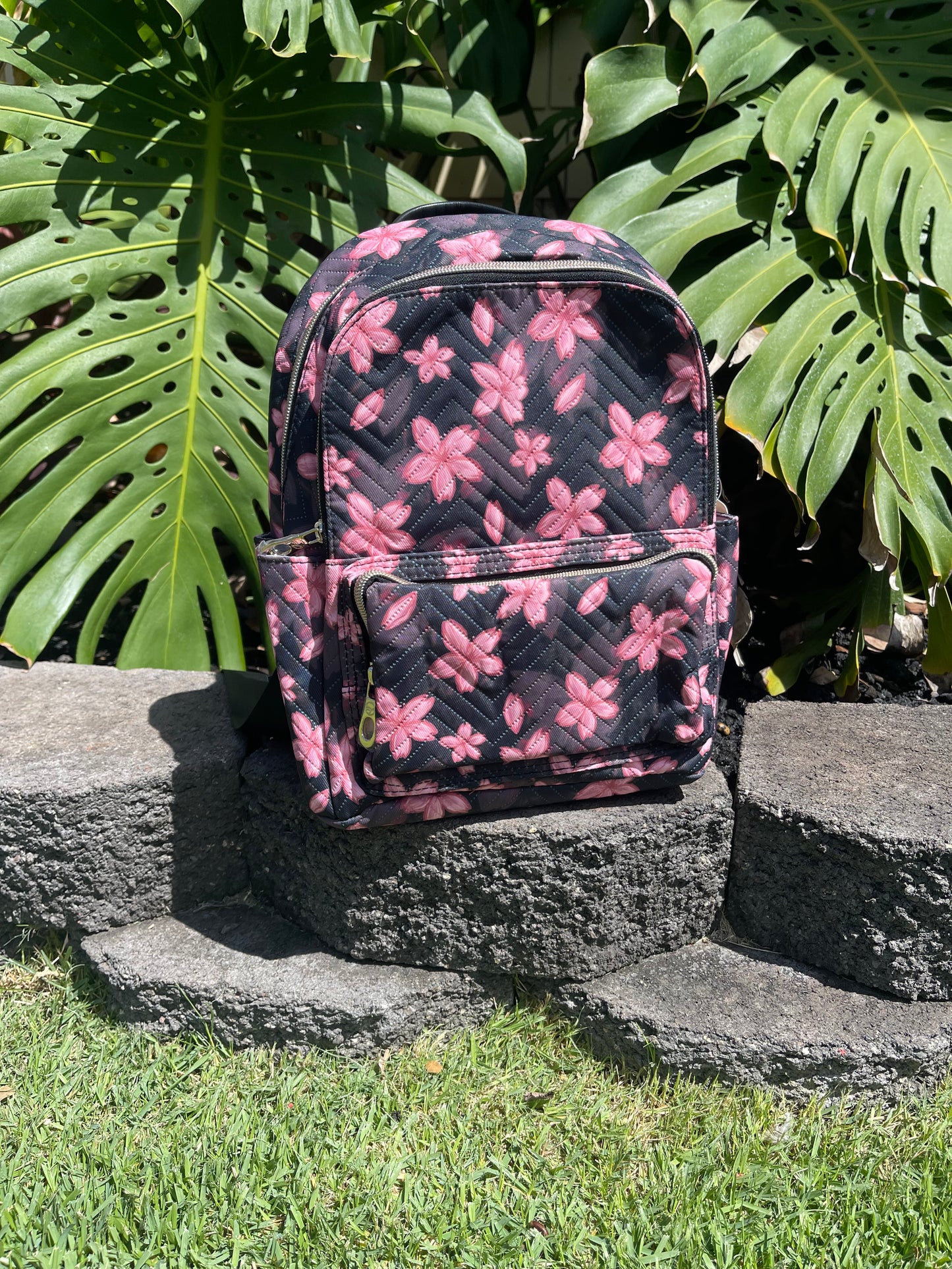 Black and Pink Cherry Blossom Backpack