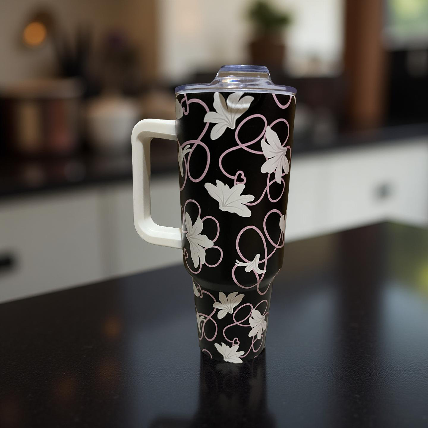 Pink Paw Print Naupaka 40oz Tumbler