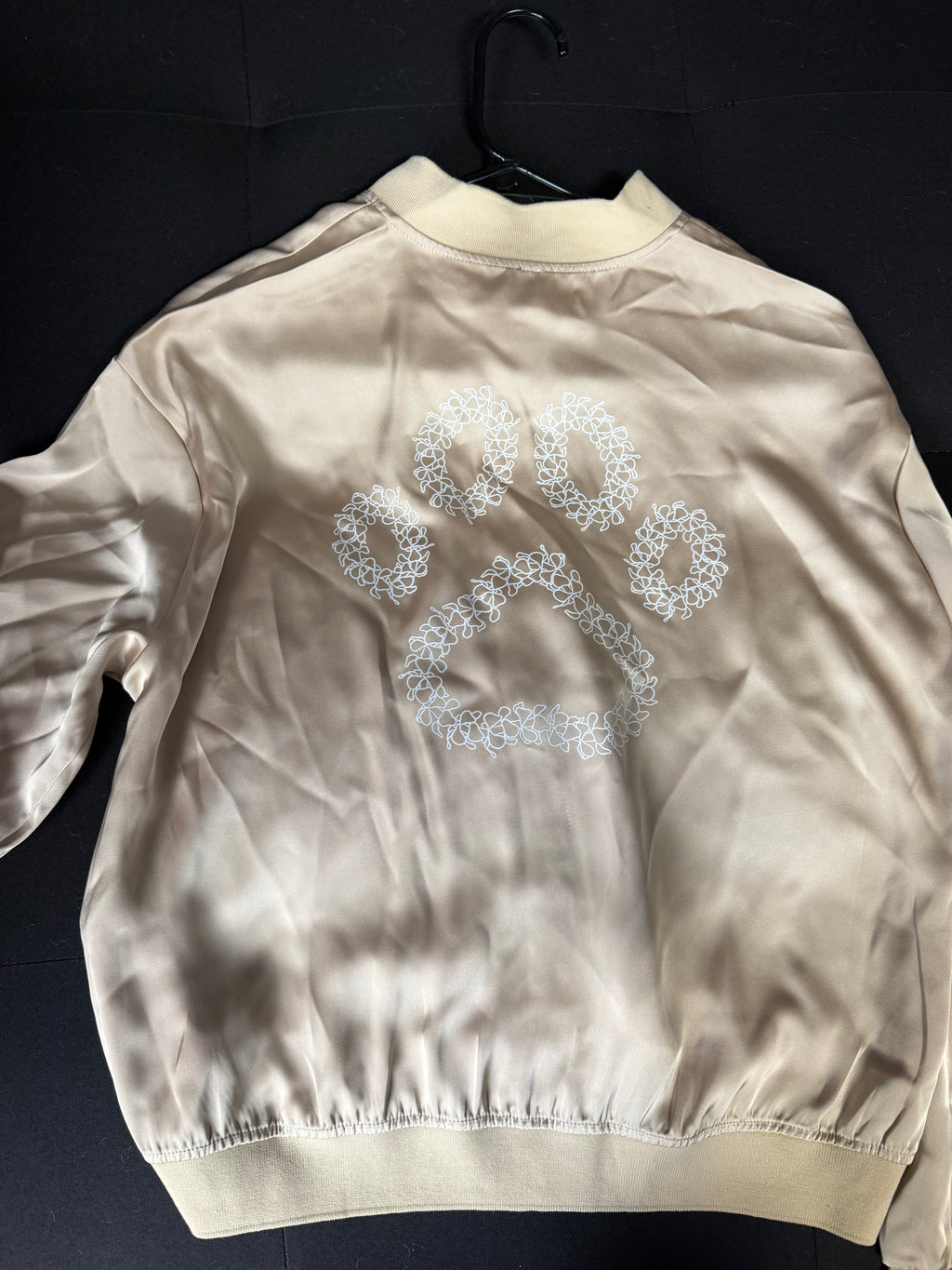 Champagne Tan Paw Print Bomber Jacket