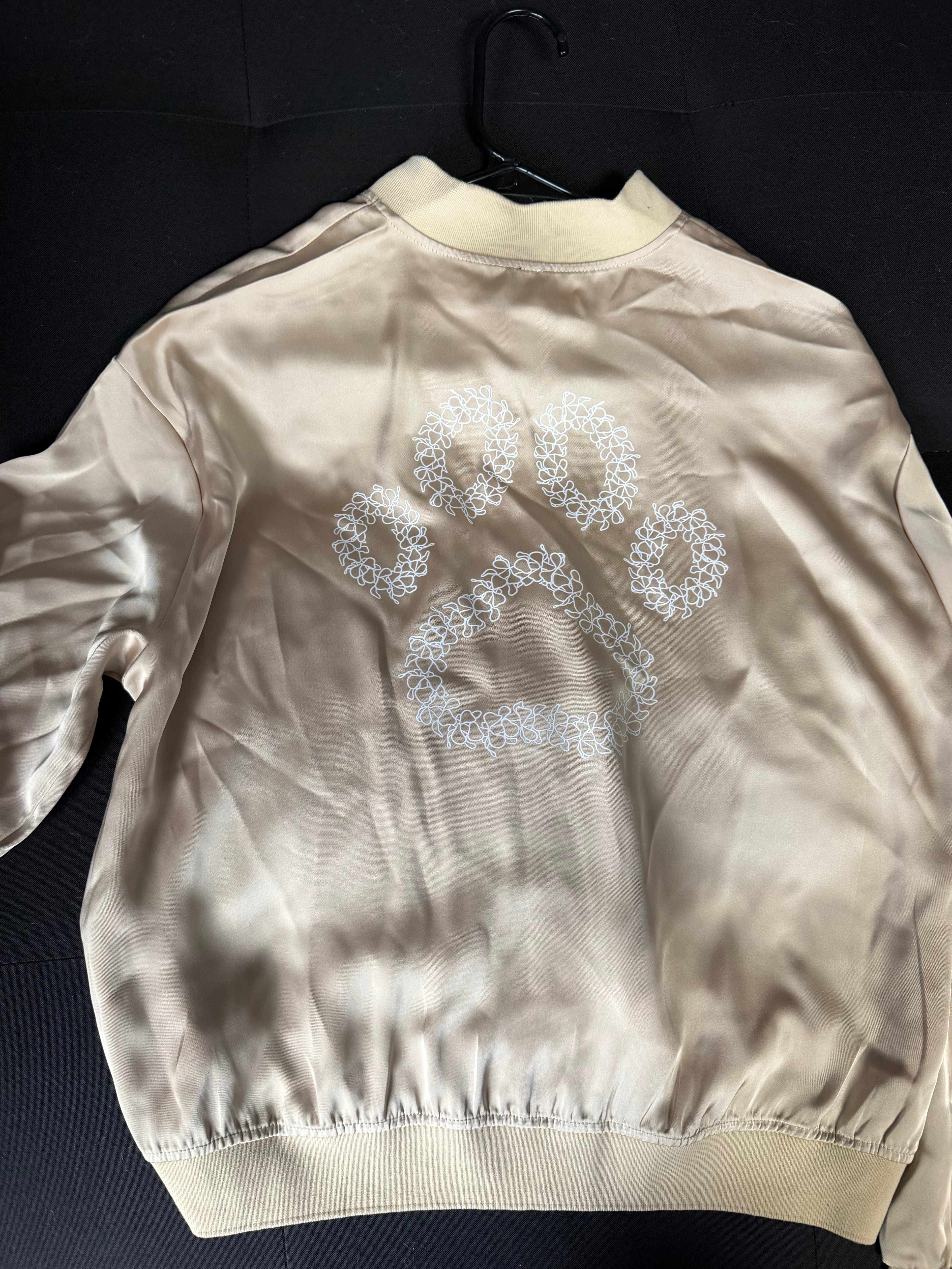 Champagne Tan Paw Print Bomber Jacket