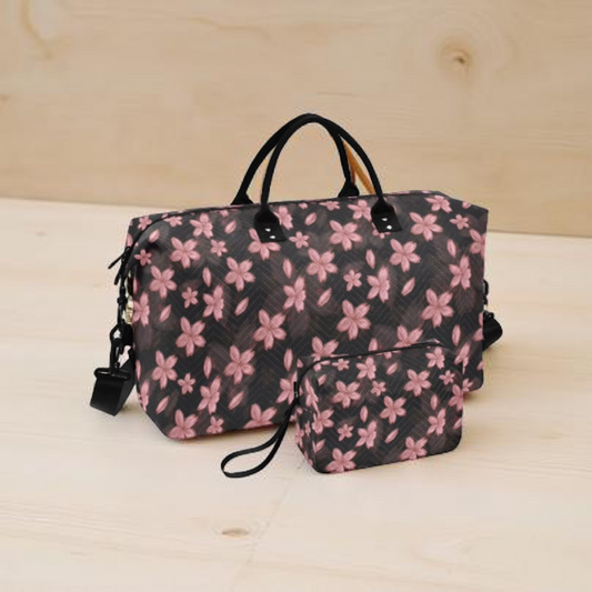 Black Cherry Blossom Travel Duffle Set