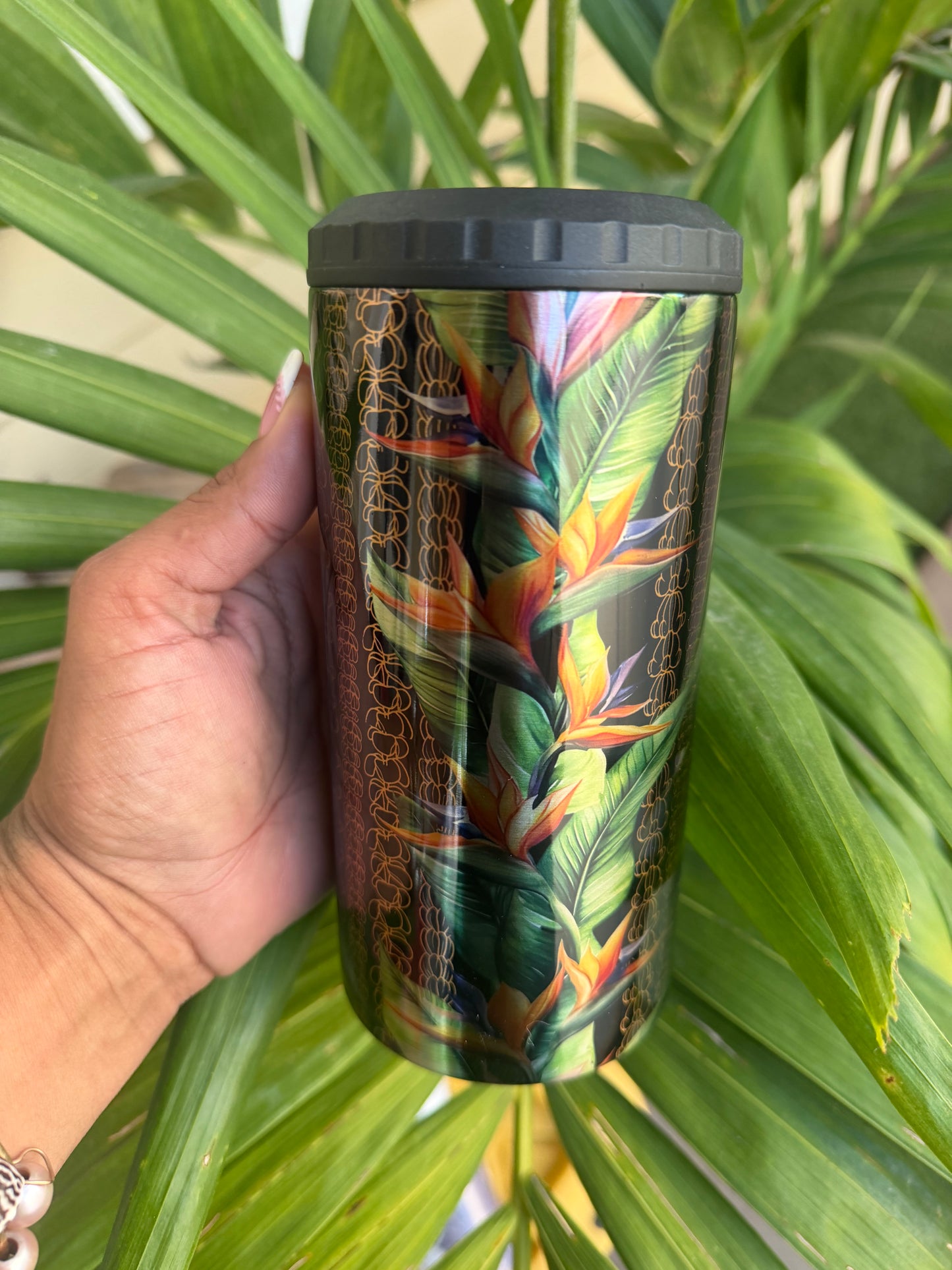 Gold Bird of Paradise 4-in-1 Tumbler