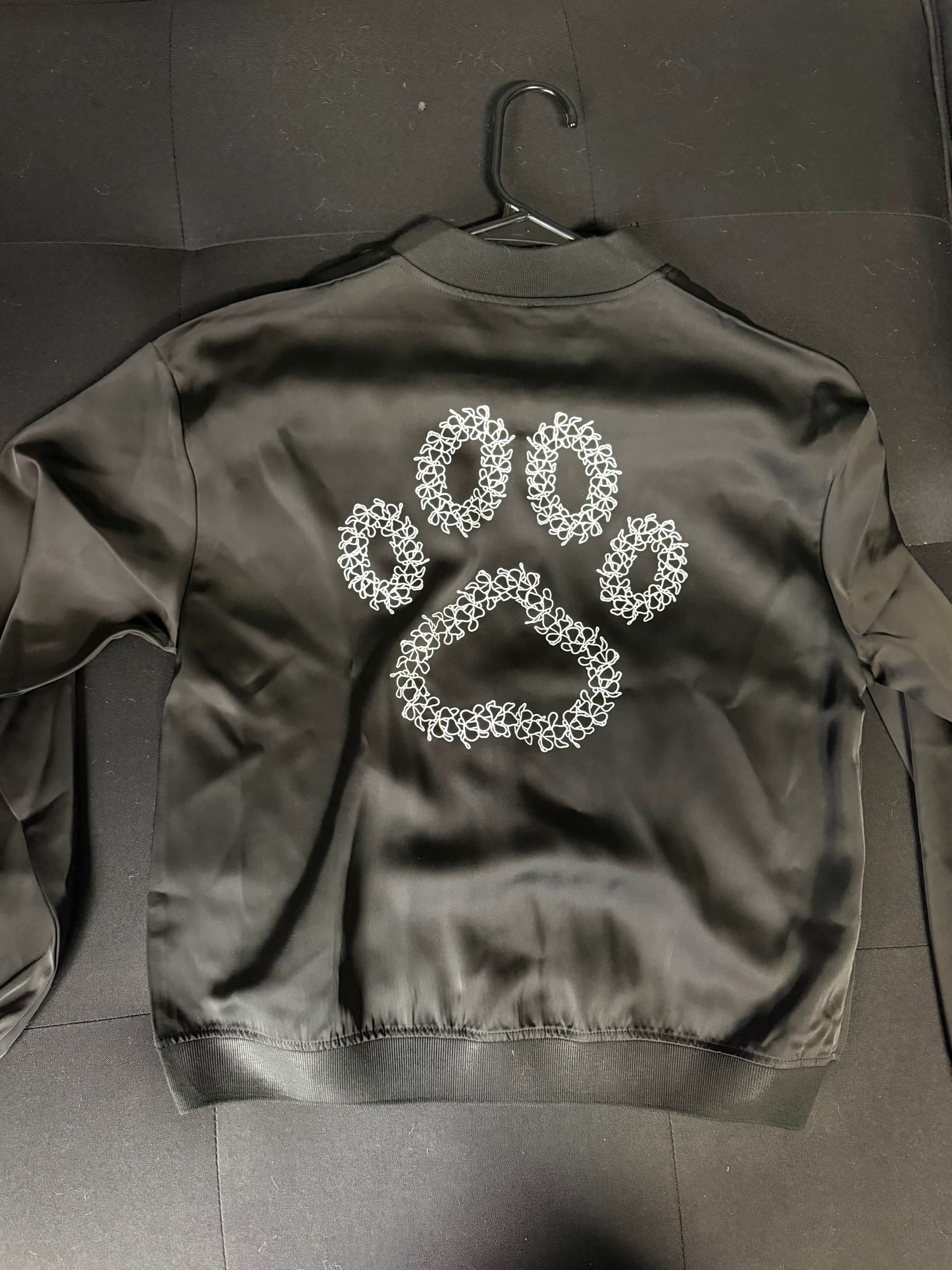 Black Paw Print Bomber Jacket
