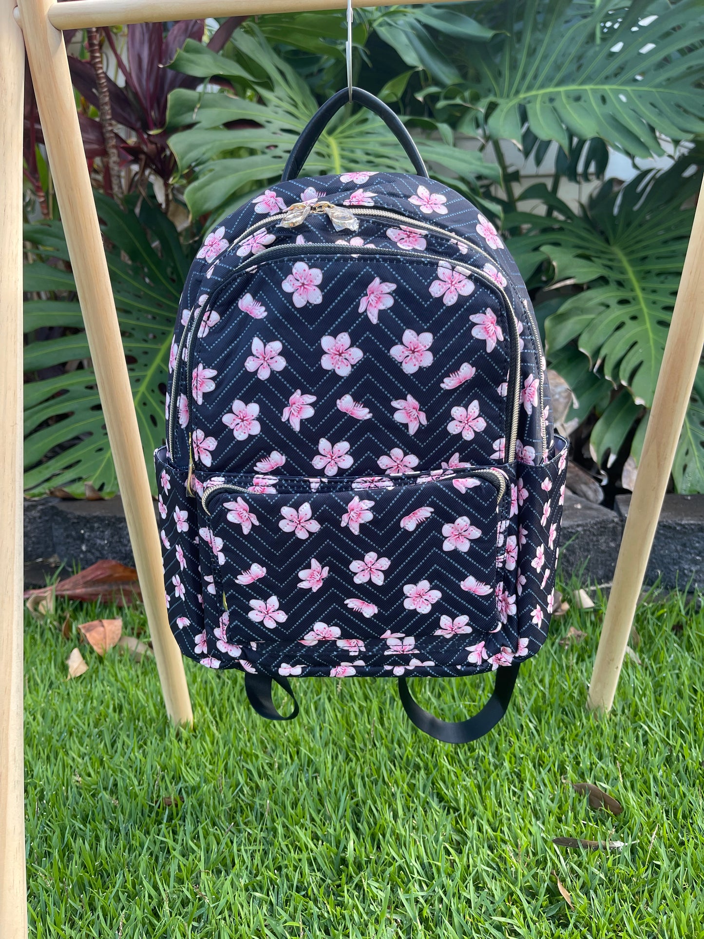Black /Pink Cherry Blossom Backpack