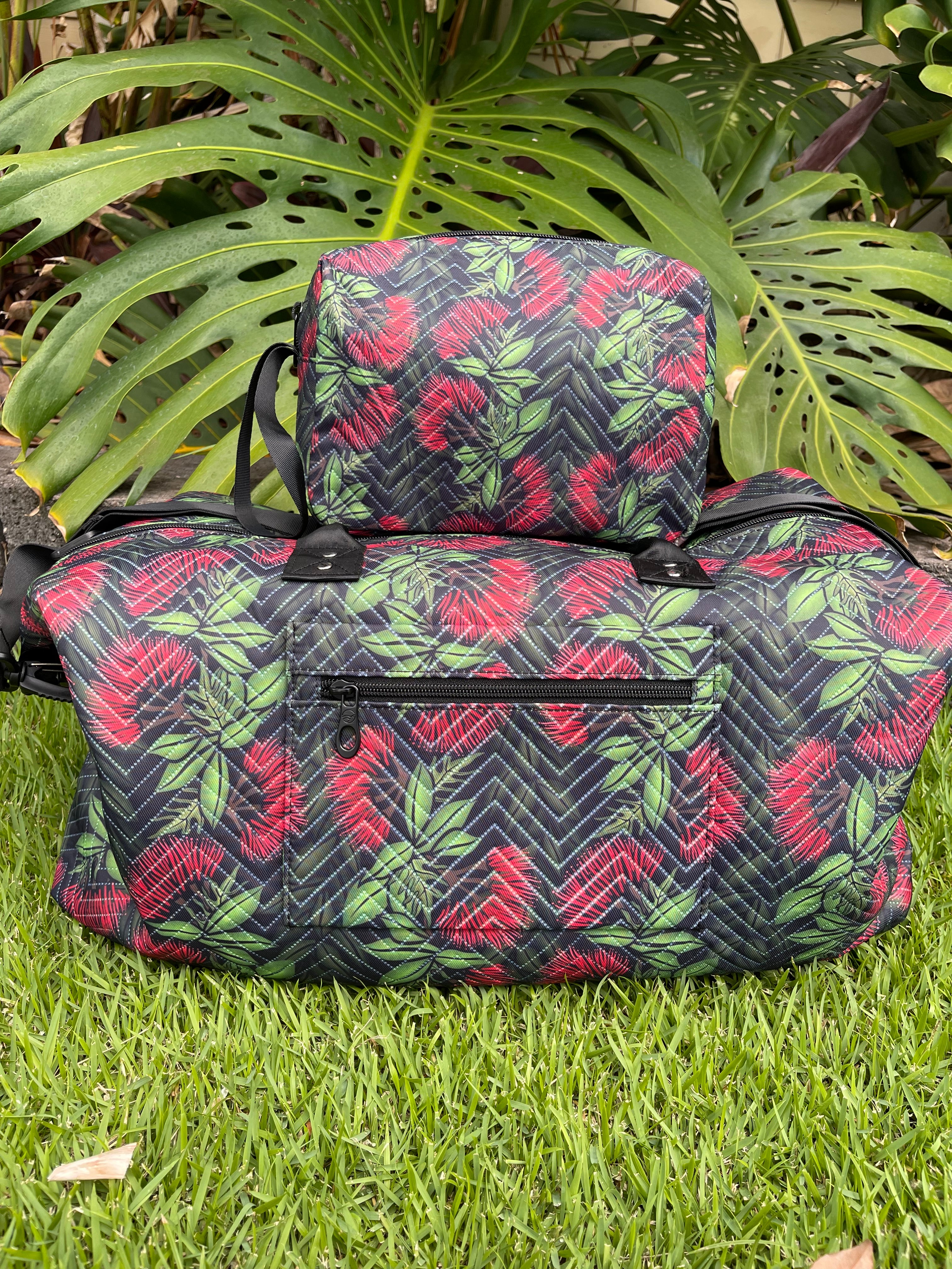Red Ohia Lehua Travel Duffle Bag Set