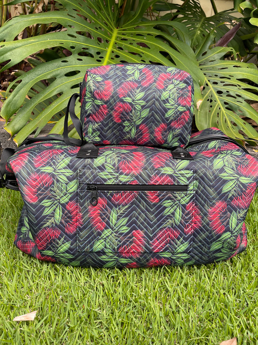 Red Ohia Lehua Travel Duffle Bag Set