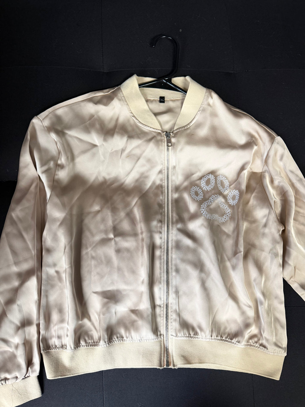 Champagne Tan Paw Print Bomber Jacket