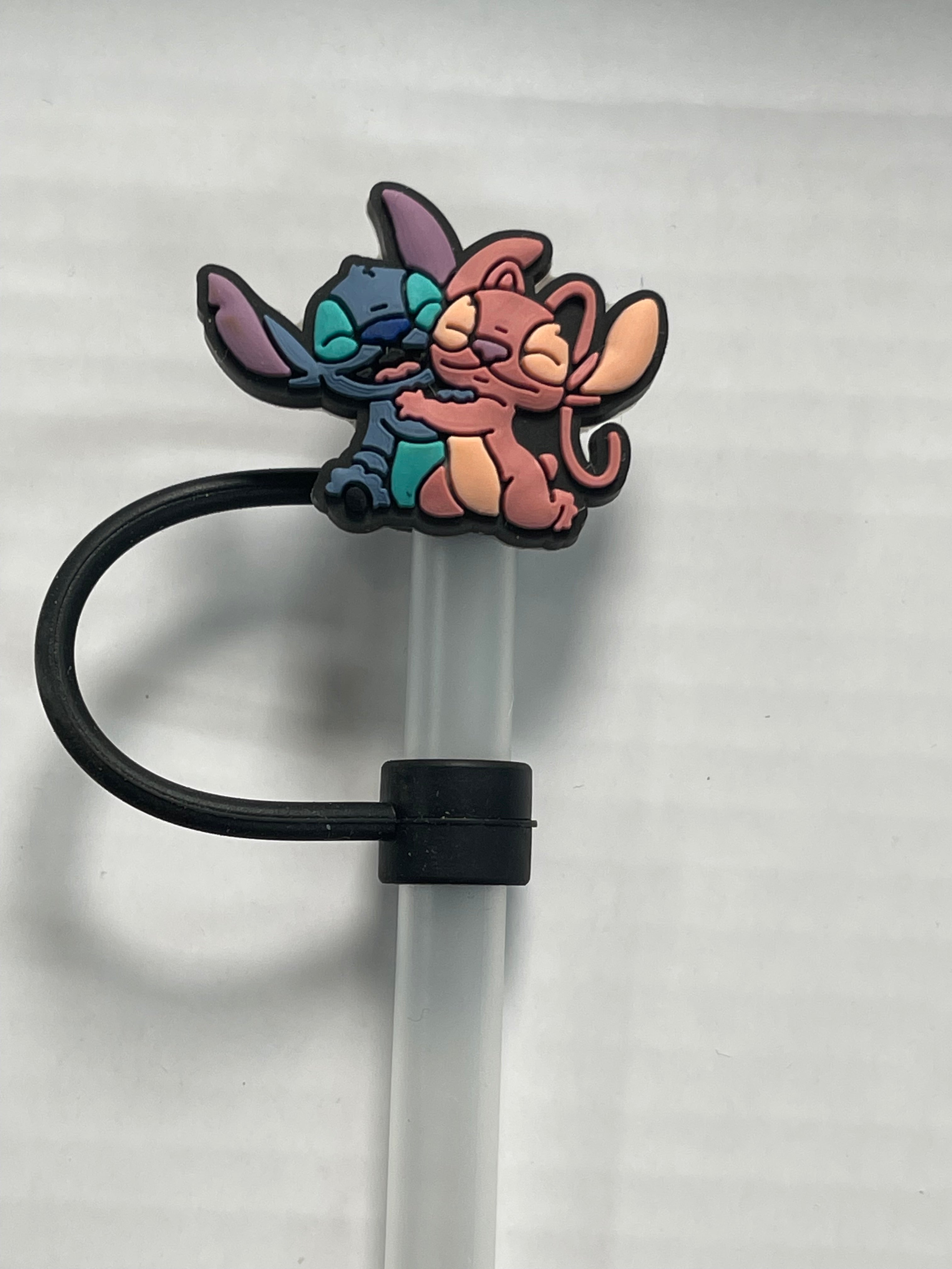 Stitch and Angel Hugging Straw Cover