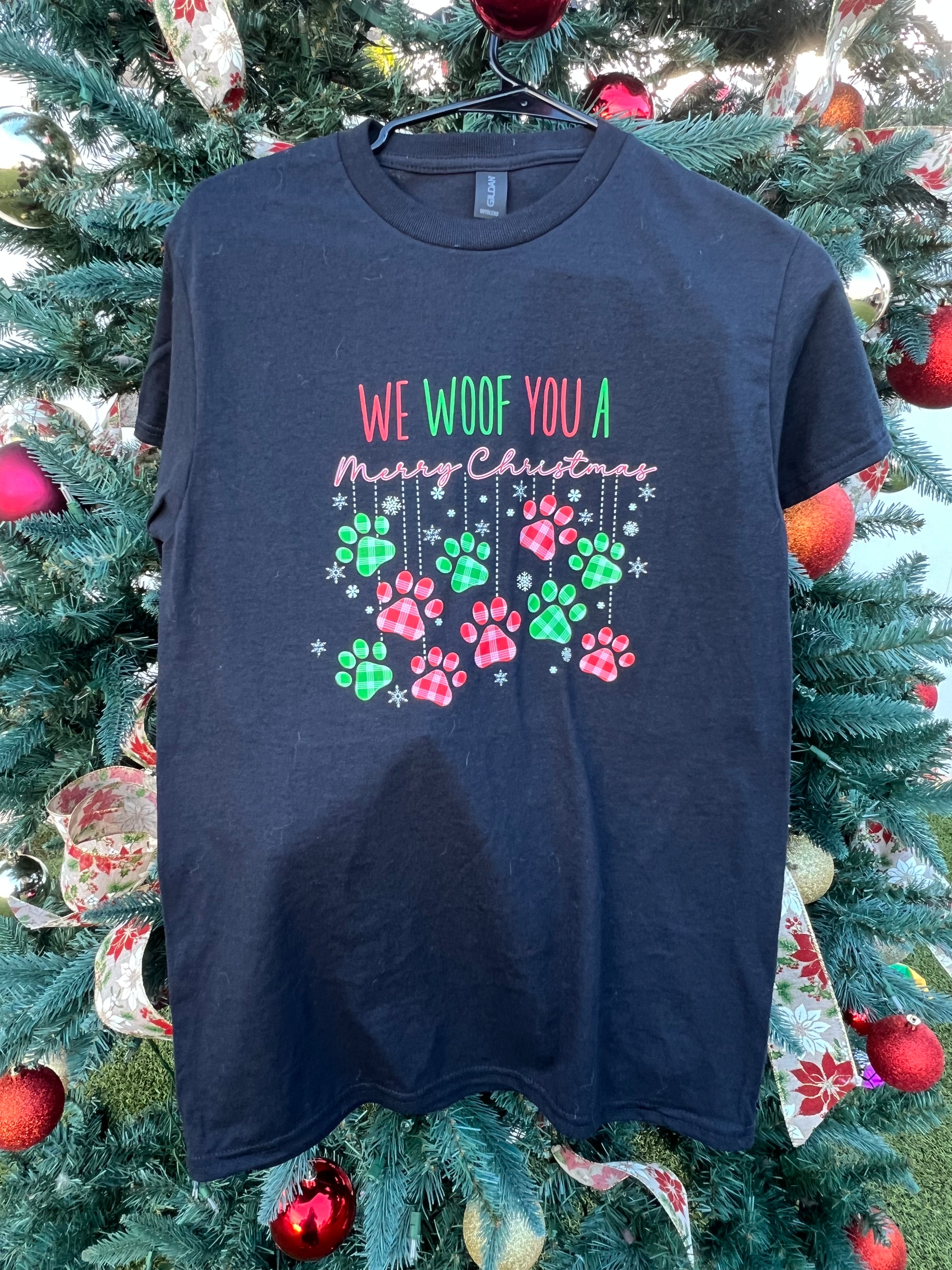 Woof Christmas T shirt