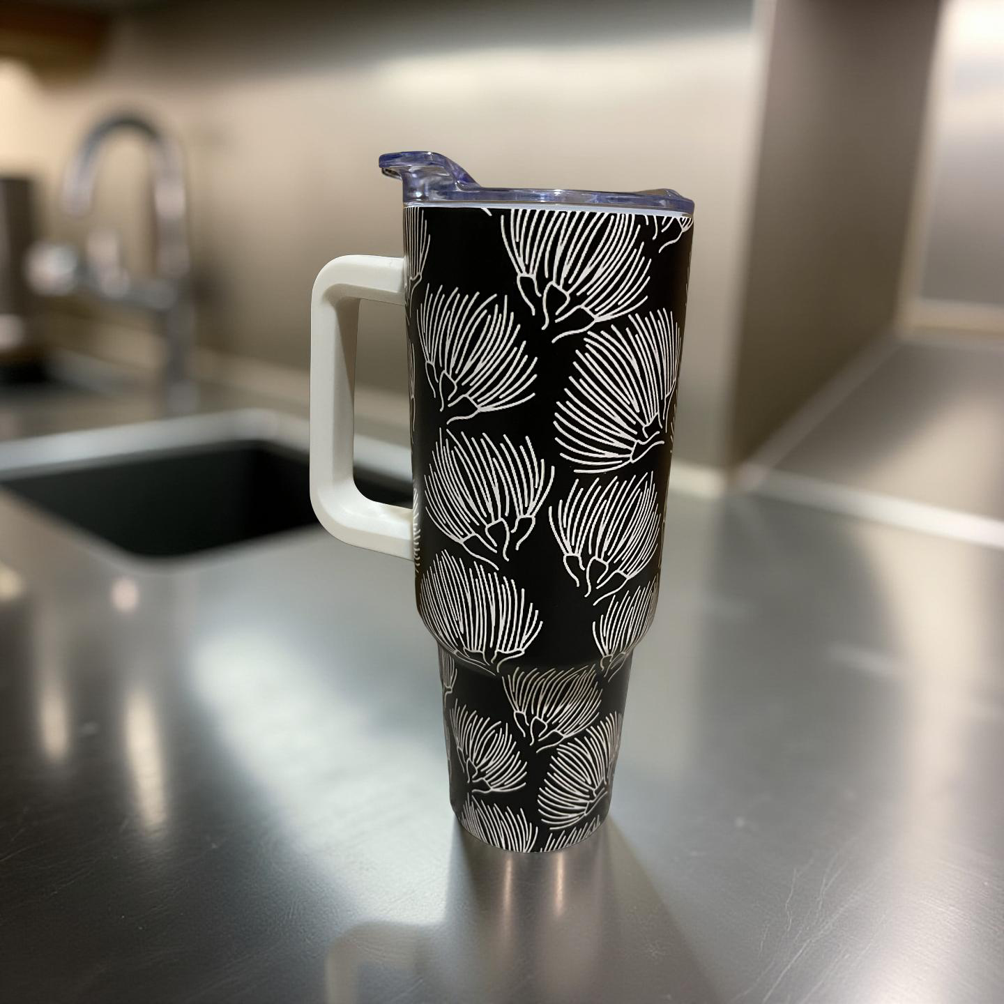 Black/White Lehua 40oz Tumbler
