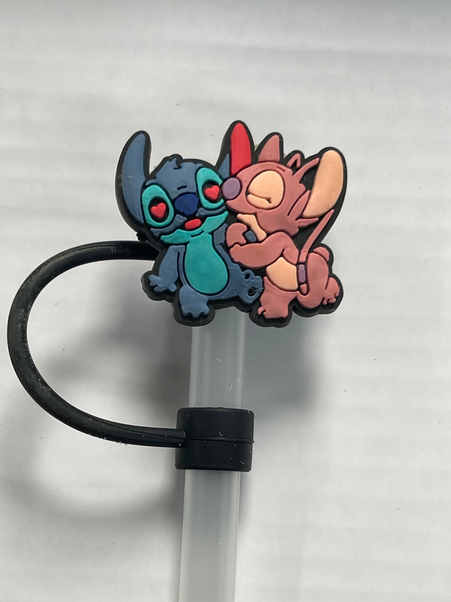 Stitch and Angel Kissing Straw Cover