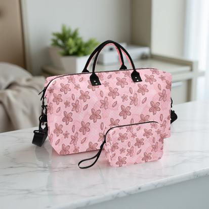 Pink Cherry Blossom Travel Duffle Set