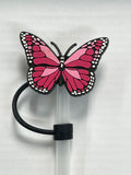 Pink Butterfly Straw Cover