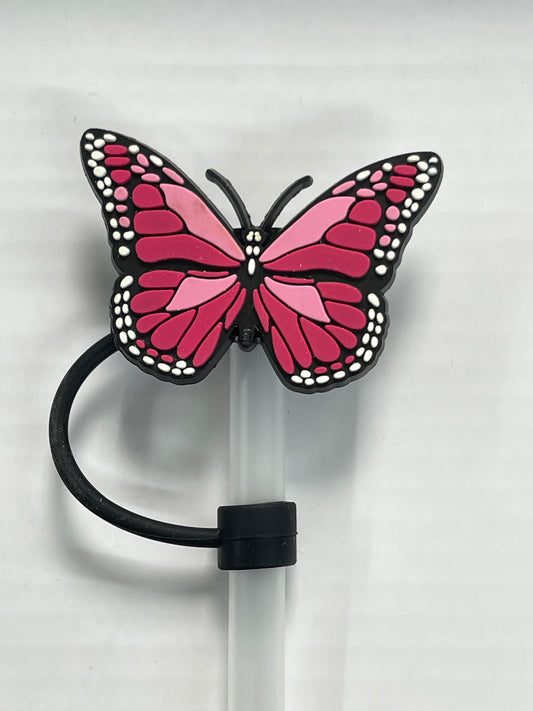 Pink Butterfly Straw Cover