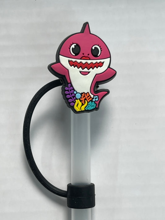 Pink Shark Straw Cover