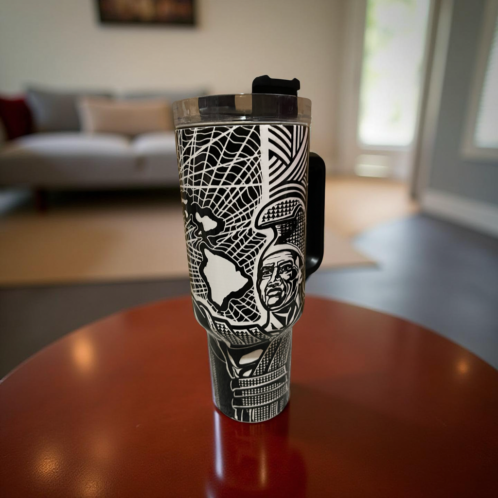 Black and white Kamehameha  40oz Tumbler