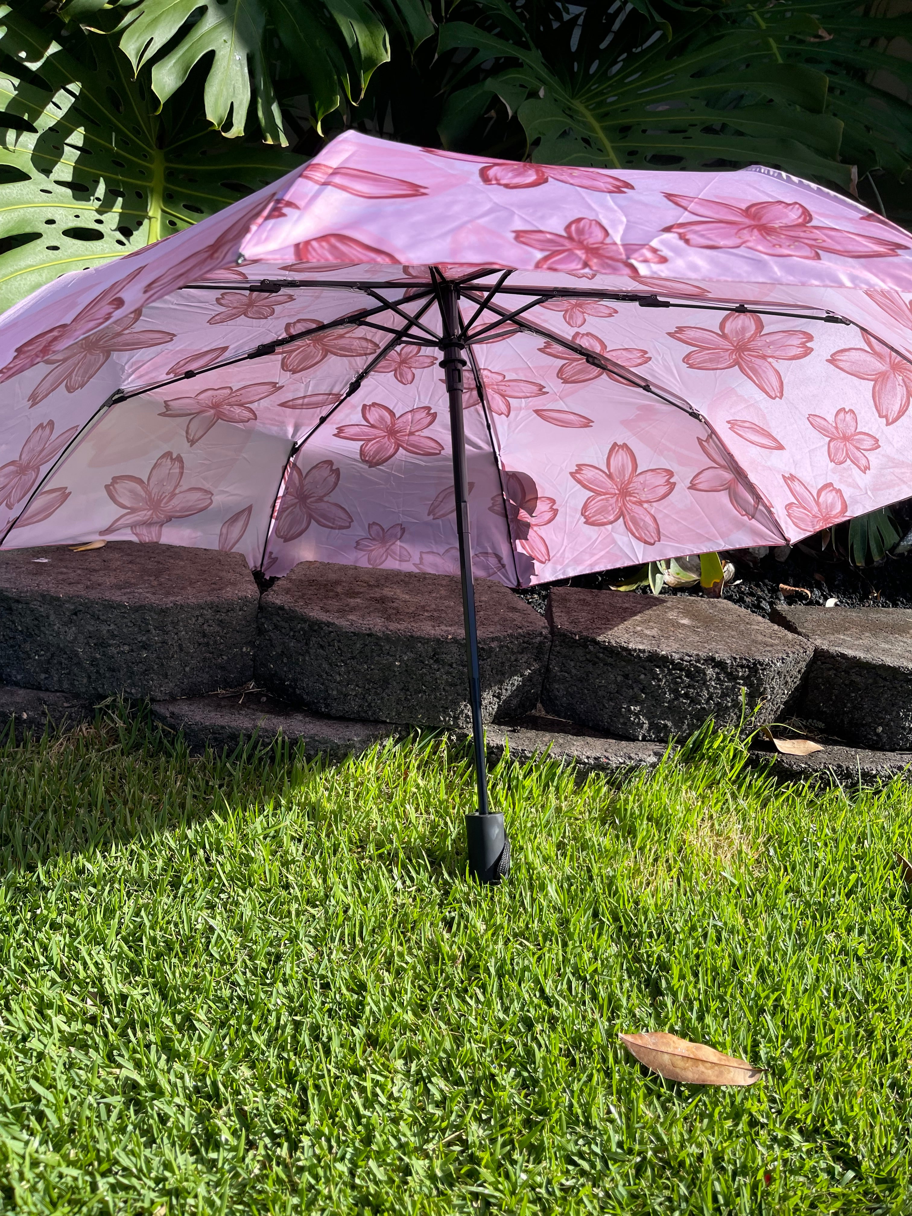 Pink Cherry Blossom Small Compact Umbrella