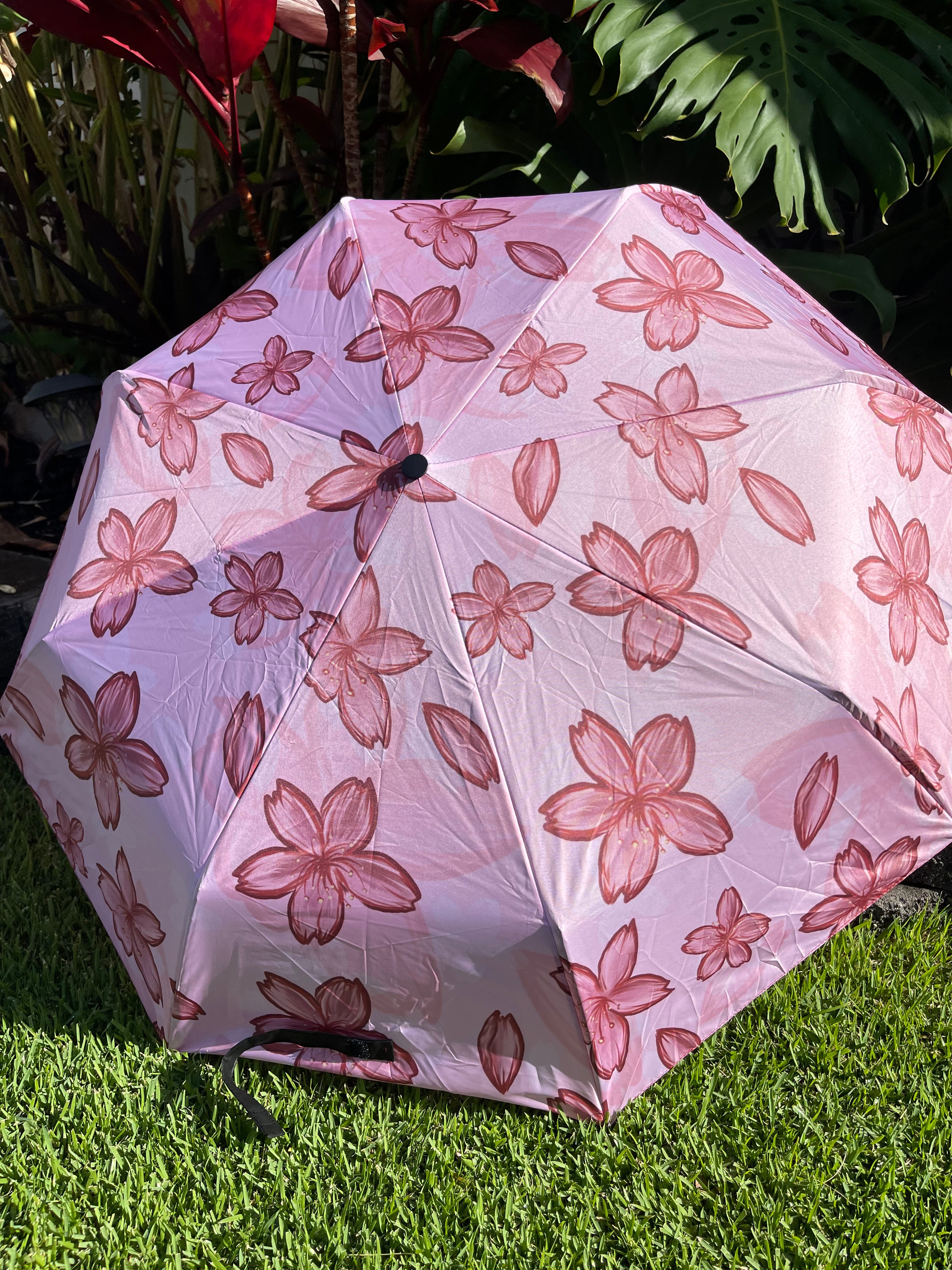 Pink Cherry Blossom Small Compact Umbrella