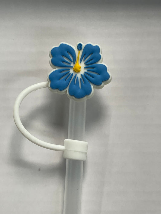 Blue Hibiscus Straw Cover