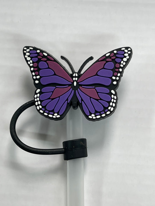 Purple Butterfly Straw Cover