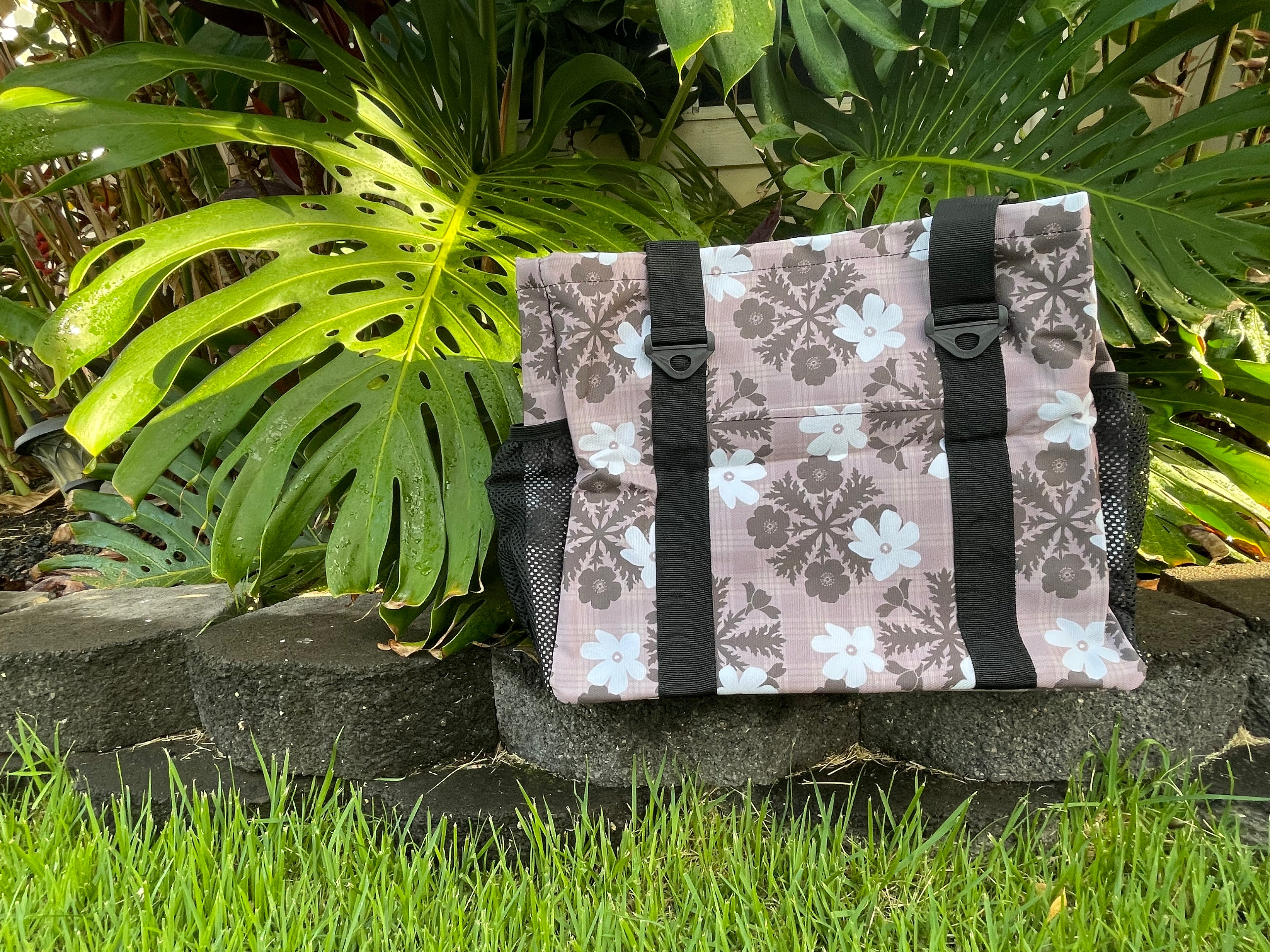 Tan Flower Quilt Utility Tote
