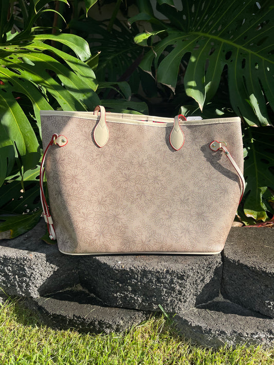 Tan Hibiscus Neverfull Purse