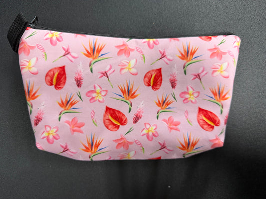 Pink Flower Watercolor Pouch